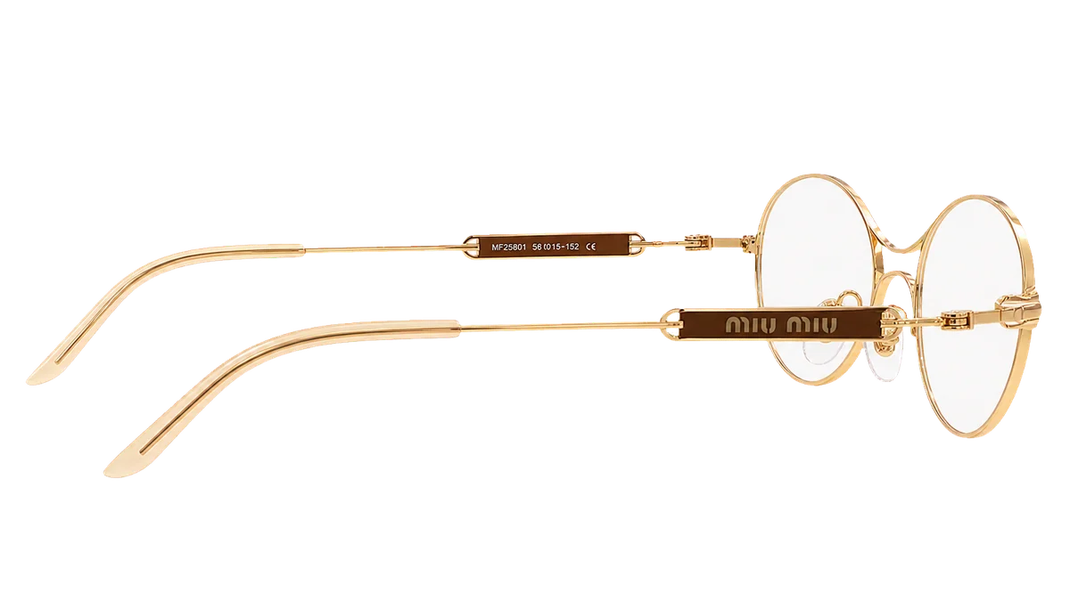 Óculos de grau Miumiu V25801 dourado lateral