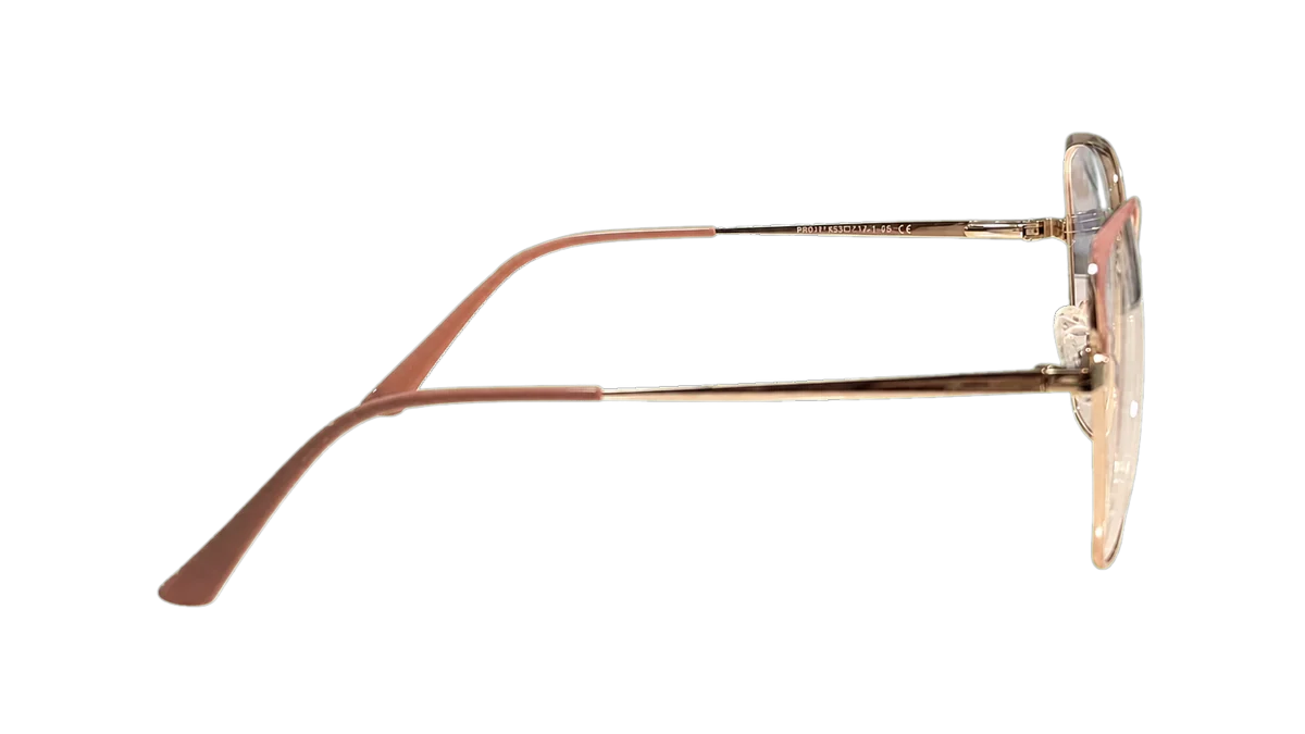 Óculos clip-on Person Vision V6011 rosa com dourado lateral