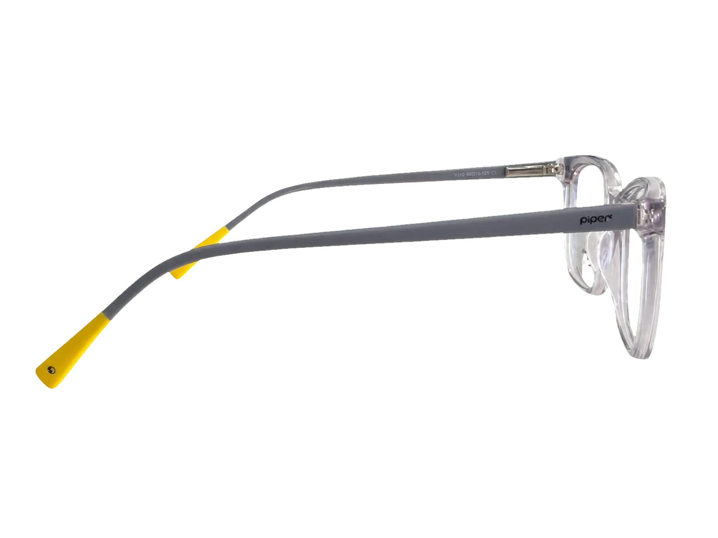 Óculos de grau infantil masculino Piper V310 cinza transparente lateral
