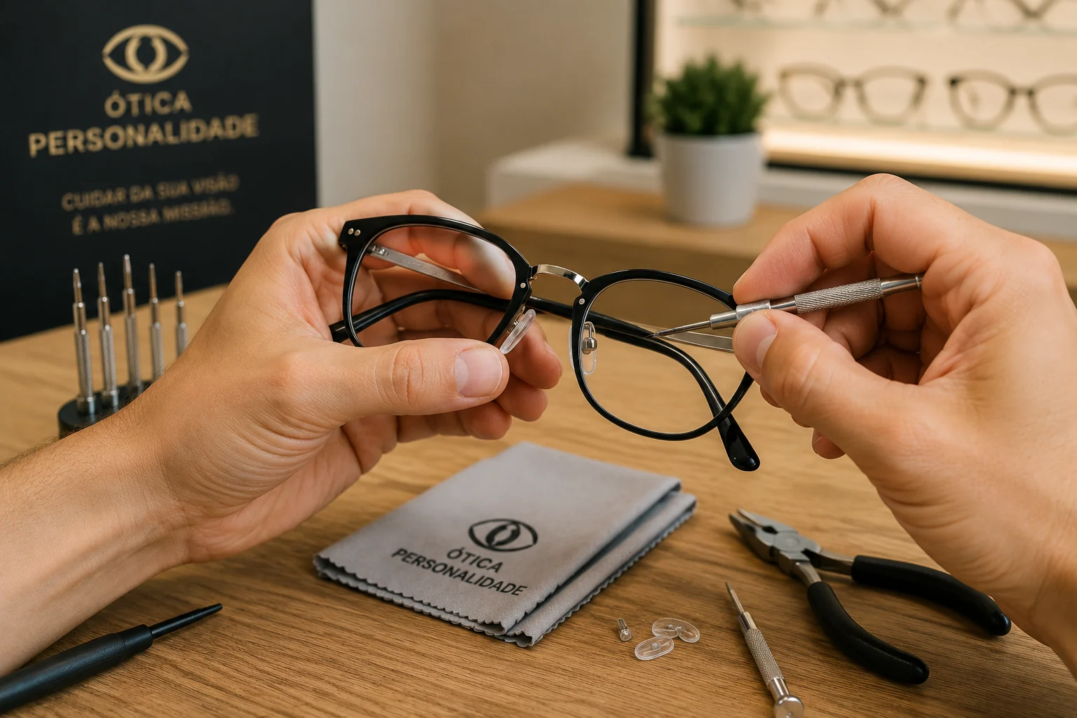 Atendimento para ajustes e manutenção de óculos